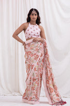 GULABI ZHALAR SAREE SET